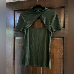 BCBG Green Cutout top